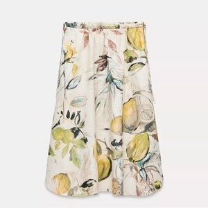 Zara A-Line Skirt with Lemon and Leaf Print